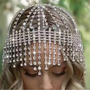 Rhinestone Headband With Tassel Multi Layers